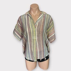 Pilcro By Anthropologie Women’s XS Cotton Multicolored Striped Augusta Blouse